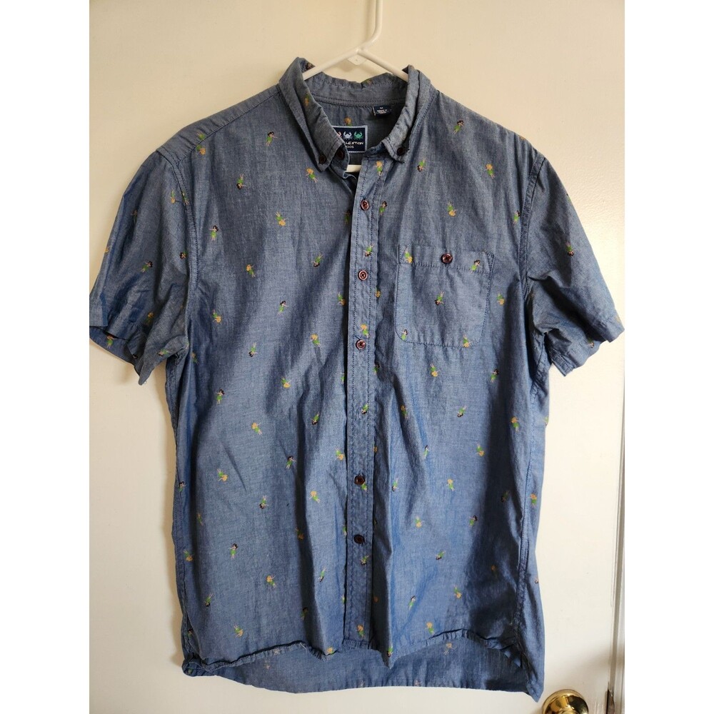 CHARLESTON THREADS Hula Dancer print short sleeve button down dress shirt sz M